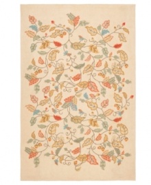 Natural whimsy. Perfectly graceful leaves upon scrolling vines make a mark of elegance upon rich woven pile. Hand tufted in India of long wool fibers, this luxurious area rug from Martha Stewart rugs presents unparalleled comfort and style underfoot.