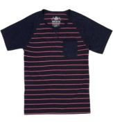 Cross the line. Amp up your everyday wear with this striped raglan t-shirt from American Rag.