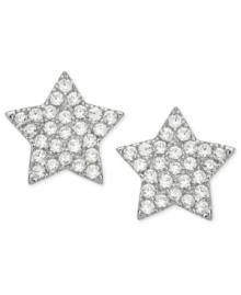 Wish upon a star. CRISLU's children's earrings are embellished with shimmering cubic zirconias (1/8 ct. t.w.) and set in platinum over sterling silver. Approximate diameter: 1/3 inch.