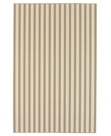 Featuring a classic Cabana-stripe motif, the Cabo del Sol area rug is designed in bright, festive colors that fit everyday living spaces or vacation homes by the beach. Woven from wool, the rug offers a soft surface feel that you'll love for years to come.