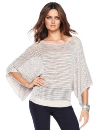 A sheer sweater makes a chic statement for fall, especially when layered! INC's metallic version offers a lightweight but substantially stylish look. (Clearance)