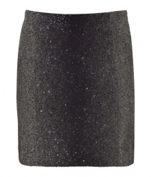 Add sass to your favorite dressed up separates with this chic sequin-embellished mini shirt from Blumarine - Wool-blend skirt with sequins, mini-length, concealed back zip closure - Style with a sheer silk blouse and heels