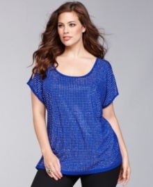 Sexy cutouts and edgy studs create a unique combination of tough and tender on INC's party-ready plus size top!