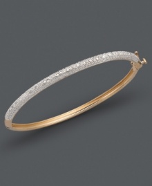 Style perfect for stacking. Wear Victoria Townsend's sweet, sparkling bangle alone or pair it with others for an ultimately trendy layered look. Crafted in 14k rose gold over sterling silver with round-cut diamonds (1/4 ct. t.w.). Approximate diameter: 2-1/2 inches.