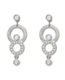 Swarovski's double circle crystal pave drop earrings do double duty: Wear them day or night for an added touch of sparkle!  Crafted in silver tone mixed metal. Approximate drop: 1-1/5 inches.