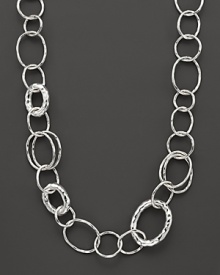 From the silver collection, chain necklace with thin hammered links and larger bastille link accents. Designed by Ippolita.