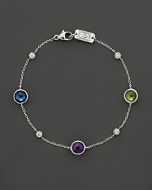 Stations of diamonds and brilliant gemstones dot a sterling silver chain. By Ippolita.