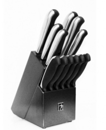 Pointed in the right direction. Kick your kitchen up a notch with this professional set, which features stainless steel blades precision-carved and balanced with contour handles. Satin finishes and micro-serrated edges add strength and durability to every cut you make. Lifetime warranty.