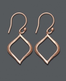 A unique look that's both subtle and stylish. Studio Silver's etched teardrop-shaped earrings come in an intricate, cut-out design crafted from 18K rose gold over sterling silver. Approximate drop: 1-1/2 inches.