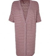 Work a feminine note into your chic knitwear staples with Cacharels burnished lilac short sleeved cardigan, finished with cool modern patterning for that extra edge of textural allure - Deep V-neckline, elbow-length sleeves, ribbed knit trim, button-down front - Mix-and-match with monochrome separates and a bright white handbag