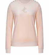 Inject luxe style into your casual-cool looks with Juicy Coutures rhinestone embellished pullover, detailed with metallic logo buttoned shoulders for that contemporary-classic edge - Rounded neckline, long sleeves, tonal trim, fitted cuffs and hemline - Slim straight fit - Layer over tees and leggings, and super soft shearling lined boots