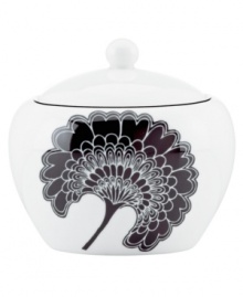 Artist Florence Broadhurt's timeless Japanese Floral print comes to modern tables in this graphic black-and-white sugar bowl from the kate spade new york dinnerware collection.