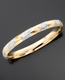 Diamond-cutting adds a sparkly edge to an elegant 14k gold over sterling silver and sterling silver bangle bracelet.