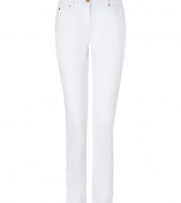 Classic white denim pants from Michael Kors - Infuse instant chic to any ensemble with these bright white jeans - Five-pocket styling, straight leg fit, gold-tone rivets - Wear with an oversized sweater, a slim parka, and over-the-knee boots