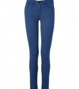 Build the foundations of chic spring looks with these tinted blue skinny jeans from Rag & Bone - Five-pocket styling, skinny leg, comfortable mid-rise cut - Form-fitting - Pair with everything from modern knits and ankle boots to feminine tops and heels