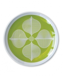 Now starring in casual meals, Jonathan Adler's Hollywood salad plates pair retro graphics and vibrant green in totally fun and fuss-free melamine.