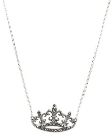 Treat yourself to a little royalty-inspired style. Judith Jack's symbolic and stylish Fleur De Lis Crown pendant glitters with the addition of glittering marcasite. Set in sterling silver. Approximate length: 16 inches. Approximate drop: 5/8 inch.