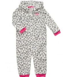 She'll be soft and warm in this adorable leopard printed coverall by Carter's.