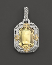 Sterling silver enhancer set with faceted white sapphires and emerald cut canary crystal. By Judith Ripka.