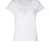 Rocker-chic looks get a super soft finish with Zadig & Voltaires cut-out cotton tee - Scooped neckline, short sleeves, cut-out holes at neckline - Easy straight fit - Pair with edgy jeans and urban-cool accessories