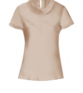 With its sweet round collar and glistening silk-satin, Steffen Schrauts short sleeve top is workweek essential packed with pairing possibilities - Round collar, short sleeves, slit with button closure at nape - Softly tailored fit - Wear with a pencil skirt and heels, or dress down with skinny jeans and your favorite flats