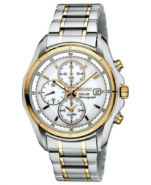 A classically handsome two-tone design pairs with solar technology on this Seiko watch.