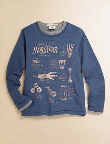 An ultra-soft, comfy long-sleeve doubled tee with playful graphics for a cool layered style. CrewneckLong sleevesGraphics on front and backCottonMachine washImported