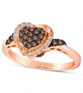 A sparkling sensation you'll adore. Le Vian's heart-shaped ring combines round-cut chocolate diamonds (1/3 ct. t.w.) and white diamond accents in a pretty 14k rose gold setting.