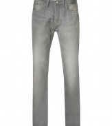 Causal jeans in light grey cotton - From eco-label Edun, designed by U2 singer Bono and his wife - Modern slim fit with straight leg - Classic five-pocket design - Faded vintage look - Stylish relaxed look that is on-trend - Pair with an ironic tee or solid-colored long-sleeve shirt and sturdy boots