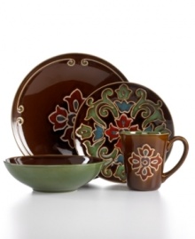 Balancing sleek coupe shapes with dramatic florals, Laurel Reactive dinnerware flanks casual tables with a bold style of place settings. Reactive glaze intensifies already-striking color for enticing meals, all the time.