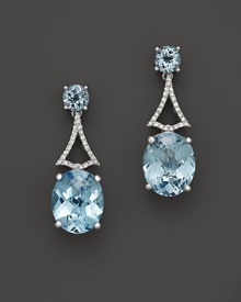 Badgley Mischka Blue Topaz Drop Earrings With Diamonds