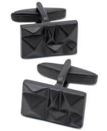 These matte black raised pyramid cufflinks from Kenneth Cole Reaction are an elevated accent to any suiting look.