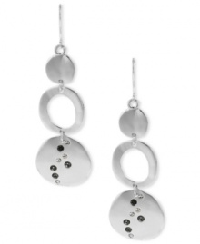 Triple play. These drop earrings from Kenneth Cole New York feature three circle discs with subtle accents. Crafted in silver tone mixed metal. Approximate length: 2-3/4 inches.