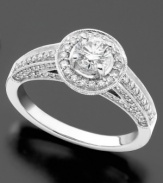 Make this celebration extra special. 14k white gold engagement ring with round-cut diamond (1 ct. t.w.).