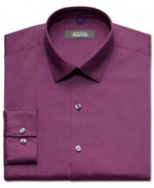 Keep color crisp for a fresh business feel with this solid dress shirt from Kenneth Cole Reaction.