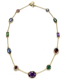 As bright as a sunset, this pretty illusion necklace from Lauren Ralph Lauren features an array of glass and resin beads. Finished with a lobster clasp. Crafted in 14k gold-plated mixed metal. Approximate length: 18 inches.