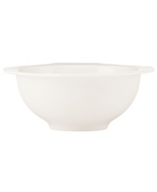 Lenox combines the versatility of whiteware with unique baroque shaping in the Regency Silhouette fruit bowl, featuring glossy white porcelain for every day, any occasion.