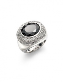 THE LOOKFaceted black cubic zirconia accentCubic zirconia detailsSterling silver rhodium-plated settingTHE MEASUREMENTLength, about ¾ORIGINImported