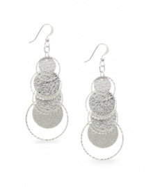 Shine bright in this flashy style. Earrings by Style&co. feature a unique, circular, sandblast design in silver tone mixed metal. Approximate drop: 3 inches.