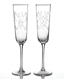 Etched with delicate latticework, the Petal Trellis flutes lends everlasting romance to your wedding day and other special moments. A gift any couple will cherish in luminous glass from Martha Stewart Collection.