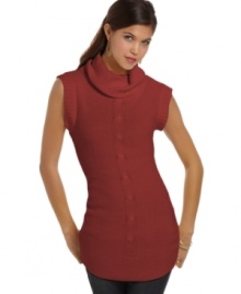 Planet Gold's knit tunic has a straight fit that pairs well with jeggings and flats for a trend-forward, fall look.