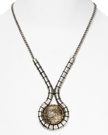 Inject some serious edge into your jewel box with this molten pendant necklace from Low Luv by Erin Wasson, crafted for a tough-chic look from silver plated metal.