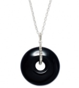 Lauren by Ralph Lauren shows how well-rounded it is with this pendant. Crafted from silver-tone mixed metal, the necklace suspends a stylish semi-precious jet pendant. Item comes packaged in a signature Lauren Ralph Lauren Gift Box. Approximate length: 18 inches + 2-inch extender. Approximate drop: 2 inches.