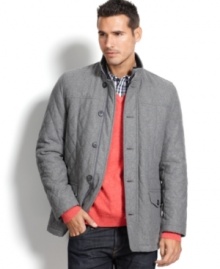 Put a city spin on your everyday look with this modern quilted jacket from Tasso Elba.