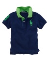 Essential cotton mesh polo, finished with an embroidered Big Pony and a twill player's 3 for preppy in-the-game style.