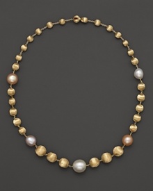 Softly-hued freshwater pearls mingle with graduated, textured beads of 18K yellow gold. Exclusively at Bloomingdale's from the Marco Bicego Africa Pearl Collection.