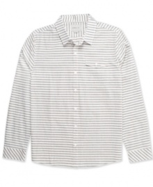 Rebel against boring button downs with this modern horizontally striped shirt by O'Neill.