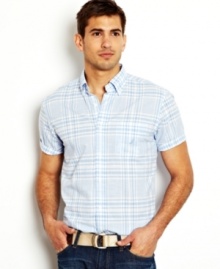 Button up your summer look with a classic plaid shirt like this from Nautica.