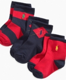 A rugby-inspired look makes this three pack of socks from Ralph Lauren fantastic feet additions.