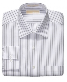 Walk the line. This Michael by Michael Kors striped dress shirt is a fresh addition to your work week repertoire.